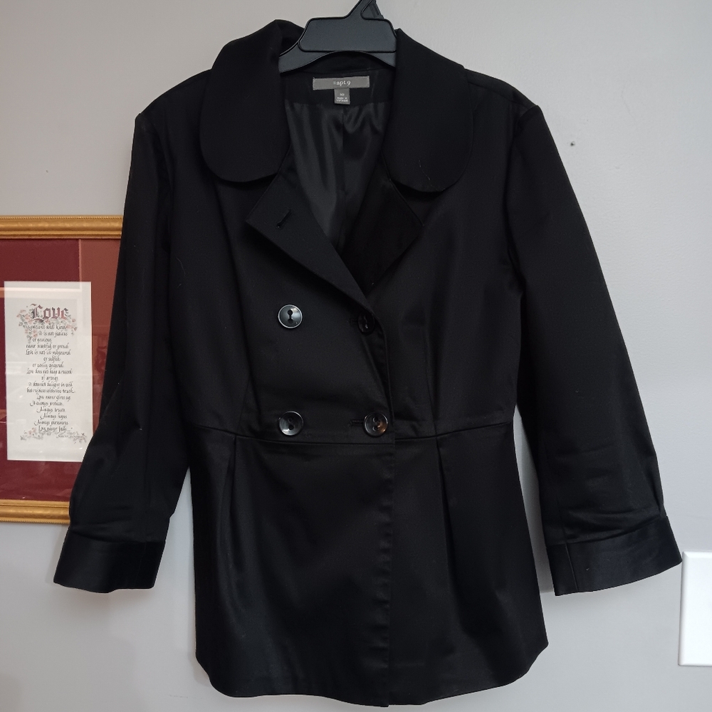 Apt 9 Black Ladies Double-Breasted Blazer Size 10 Fully Lined